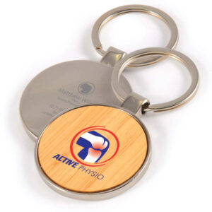 Promotional Circle Bamboo Zinc Key Rings